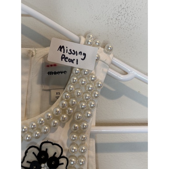 Maeve‎  Womens Extra Small Floral Pearl Sleeveless Embellished Shift Mini Dress - Picture 9 of 16